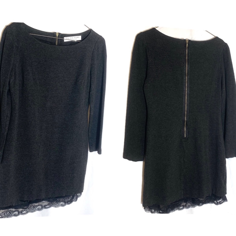 Trina Turk Dark Grey Long Sleeve Dress
